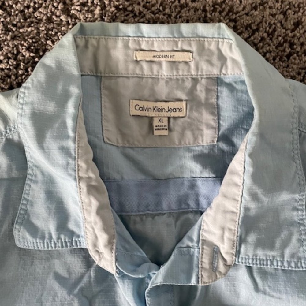 Calvin Klein Men's Shirt - Light Blue - Size XL